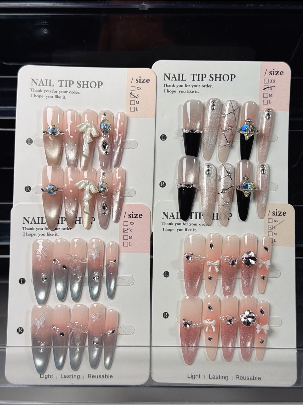 Nail Tip Shop Pink and Silver Press-On Nail Set